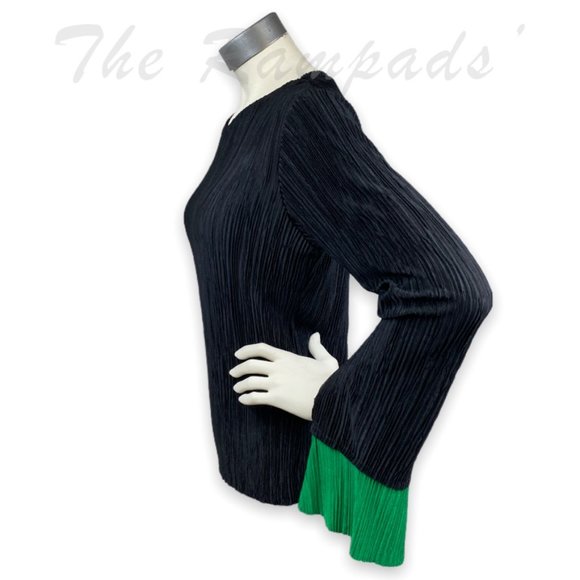 Zara Collection Woman Basic Black, Green Long-sleeve Detail Shirt Size S… - Picture 5 of 9